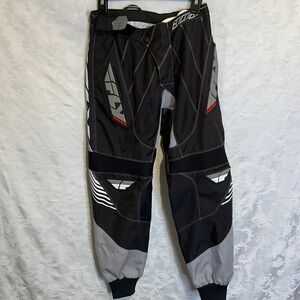 Fly Racing 303 Race Pants Mens 28 Motocross BMX Dirt Bike Black Gray White